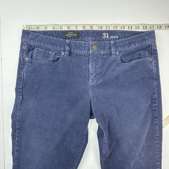J.Crew Women's Blue Toothpick Mid-Rise Skinny Corduroy Pants W31-34/L27.5 - Picture 5 of 11